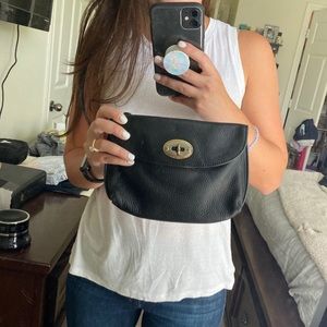 Fossil Leather Crossbody- Black
